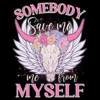 Somebody Save Me Me From Myself Vintage Boho Cow Skull 7-Panel Snapback Hat