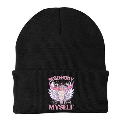 Somebody Save Me Me From Myself Vintage Boho Cow Skull Beanie