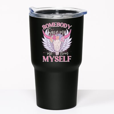Somebody Save Me Me From Myself Vintage Boho Cow Skull Tumbler