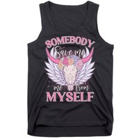 Somebody Save Me Me From Myself Vintage Boho Cow Skull Tank Top