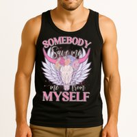 Somebody Save Me Me From Myself Vintage Boho Cow Skull Tank Top