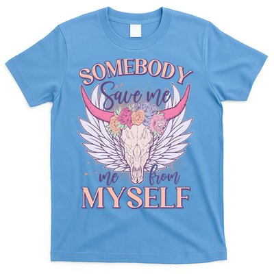 Somebody Save Me Me From Myself Vintage Boho Cow Skull T-Shirt