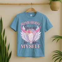 Somebody Save Me Me From Myself Vintage Boho Cow Skull T-Shirt