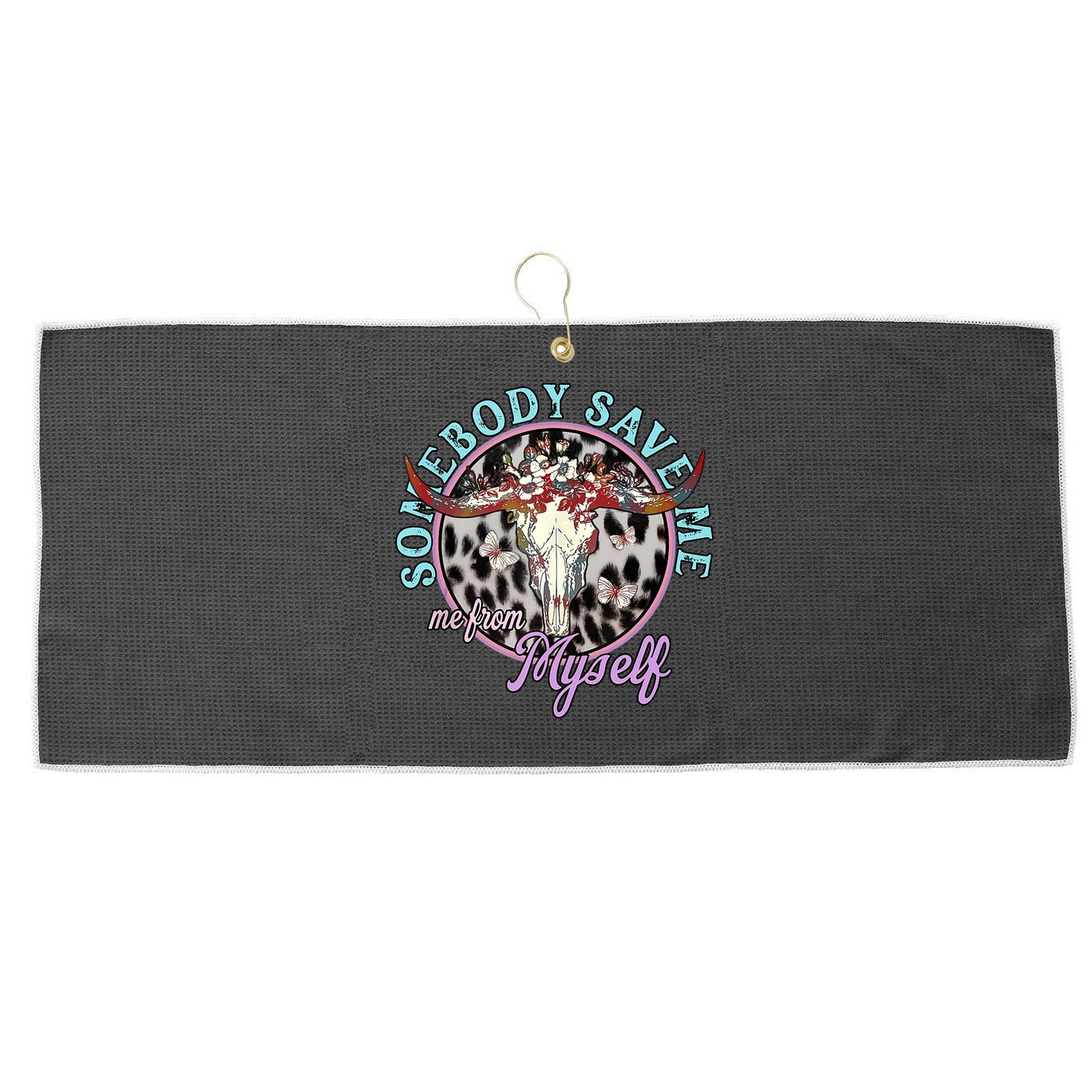 Somebody Save Me Country Music Retro Cowgirl Tees Large Microfiber Waffle Golf Towel