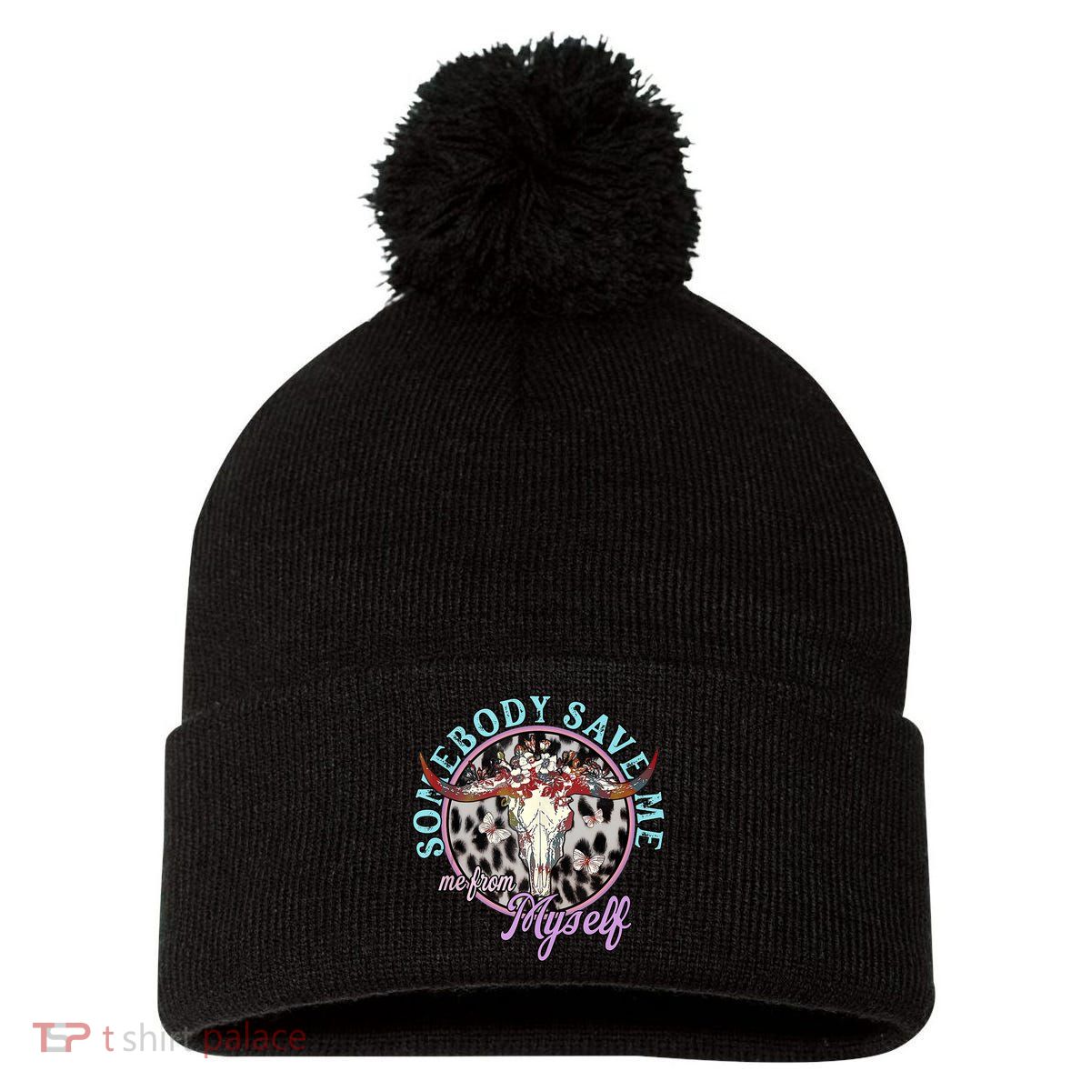 Somebody Save Me Country Music Retro Cowgirl Tees Pom Pom 12in Knit Beanie