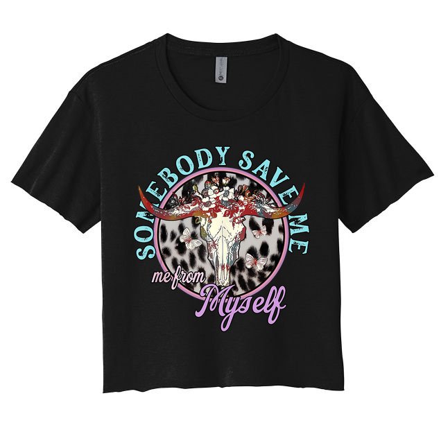 Somebody Save Me Country Music Retro Cowgirl Tees Crop Top