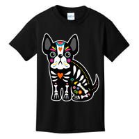 Sugar Skull Mexican French Bulldog Halloween Day Of The Dead Kids T-Shirt