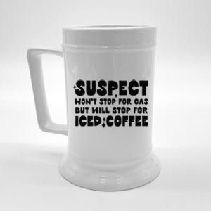 Suspect Social Media Trend Iced Coffee Lover Funny Caffeine Beer Stein