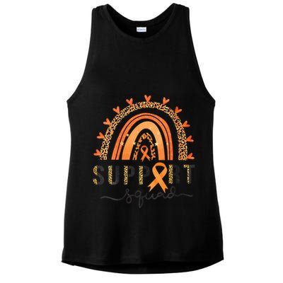 Support Squad Multiple Sclerosis Awareness Leopard Orange Ladies PosiCharge Tri-Blend Wicking Tank