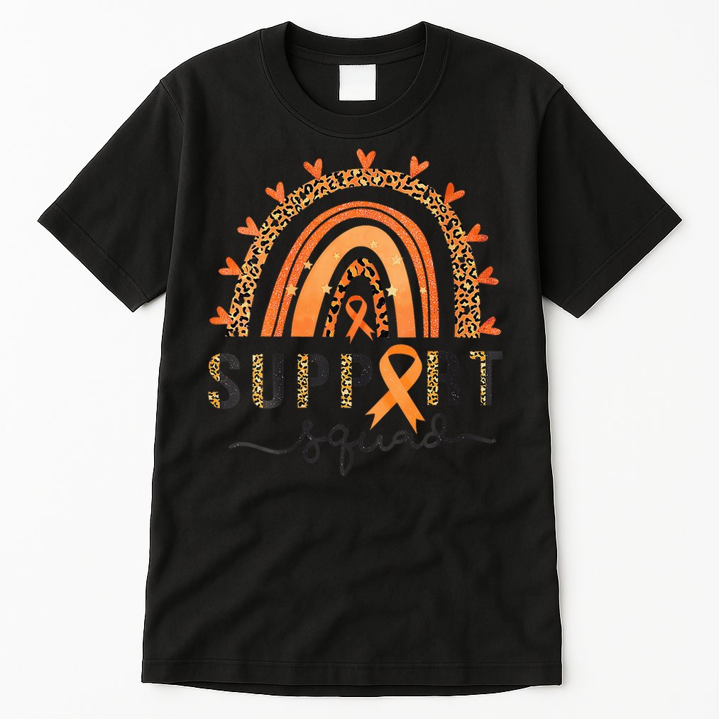 Support Squad Multiple Sclerosis Awareness Leopard Orange Tall T-Shirt