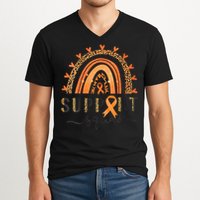 Support Squad Multiple Sclerosis Awareness Leopard Orange V-Neck T-Shirt