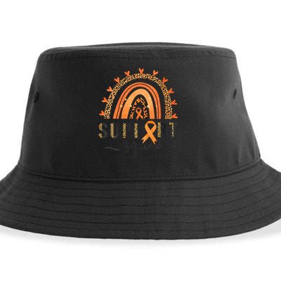 Support Squad Multiple Sclerosis Awareness Leopard Orange Sustainable Bucket Hat