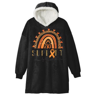 Support Squad Multiple Sclerosis Awareness Leopard Orange Hooded Wearable Blanket