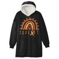 Support Squad Multiple Sclerosis Awareness Leopard Orange Hooded Wearable Blanket