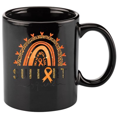 Support Squad Multiple Sclerosis Awareness Leopard Orange 11oz C Handle Ceramic Mug