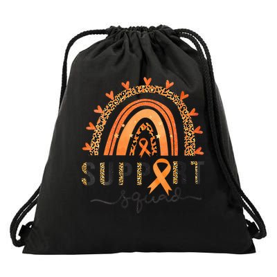 Support Squad Multiple Sclerosis Awareness Leopard Orange Drawstring Bag