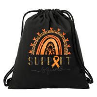 Support Squad Multiple Sclerosis Awareness Leopard Orange Drawstring Bag