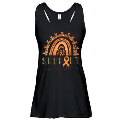 Support Squad Multiple Sclerosis Awareness Leopard Orange Ladies Essential Flowy Tank