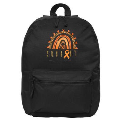 Support Squad Multiple Sclerosis Awareness Leopard Orange 16 in Basic Backpack