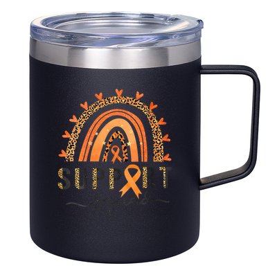 Support Squad Multiple Sclerosis Awareness Leopard Orange 12oz Stainless Steel Coffee Mug