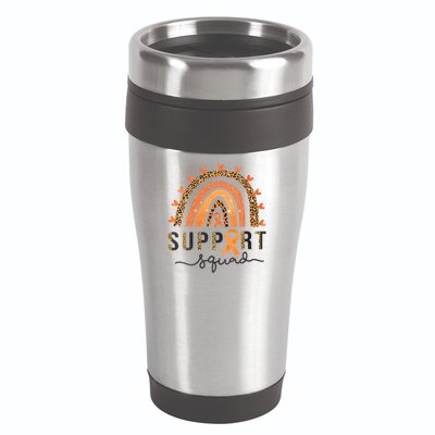 Support Squad Multiple Sclerosis Awareness Leopard Orange 16oz Travel Tumbler