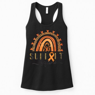 Support Squad Multiple Sclerosis Awareness Leopard Orange Womens Tank Top