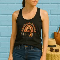 Support Squad Multiple Sclerosis Awareness Leopard Orange Womens Tank Top
