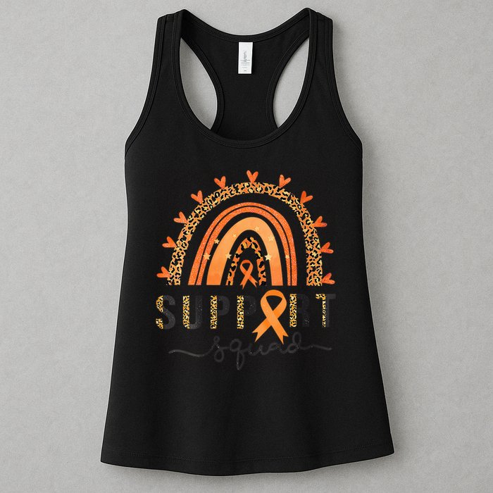 Support Squad Multiple Sclerosis Awareness Leopard Orange Womens Tank Top