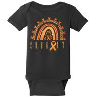 Support Squad Multiple Sclerosis Awareness Leopard Orange Baby Bodysuit