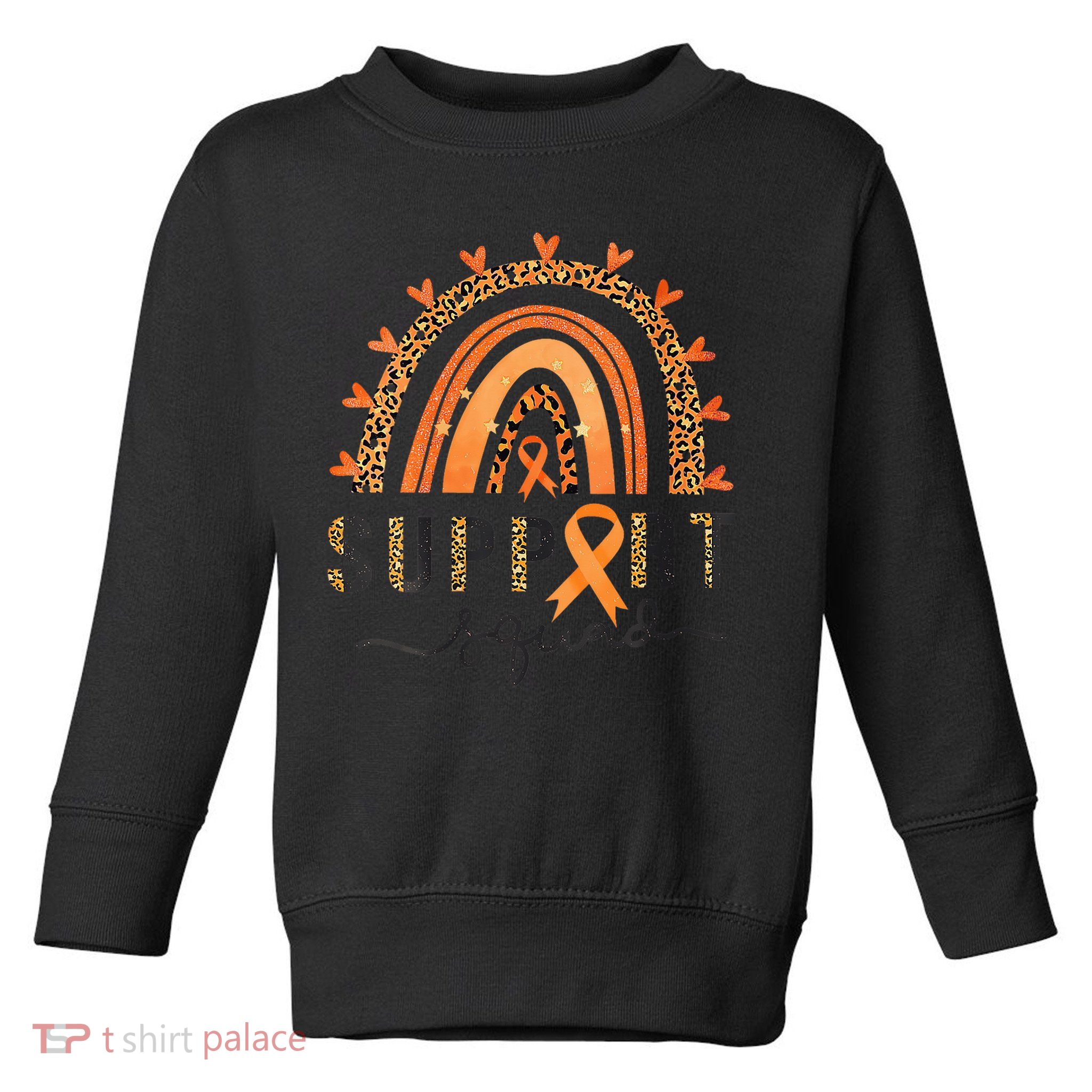 Support Squad Multiple Sclerosis Awareness Leopard Orange Toddler Sweatshirt