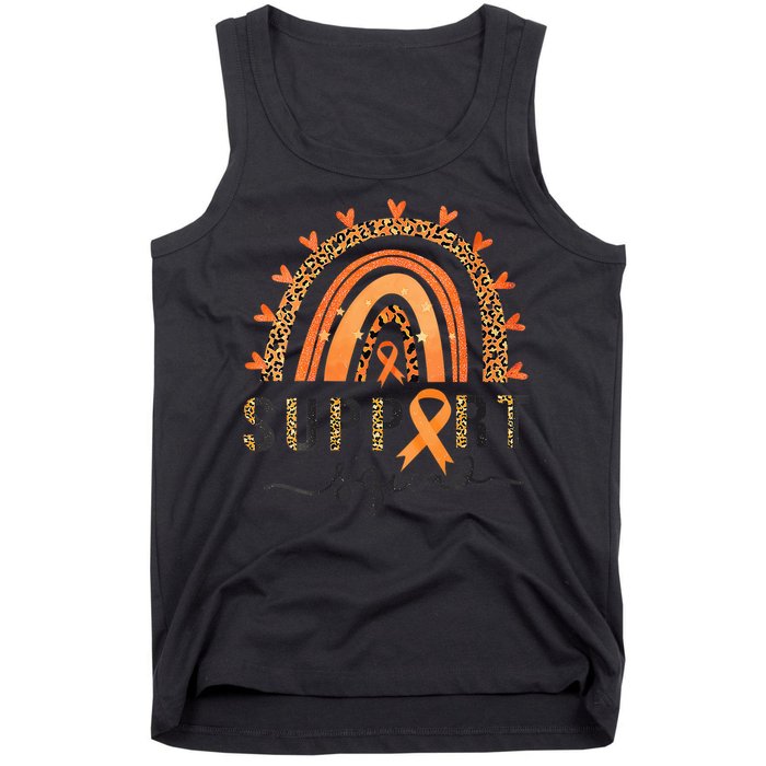 Support Squad Multiple Sclerosis Awareness Leopard Orange Tank Top