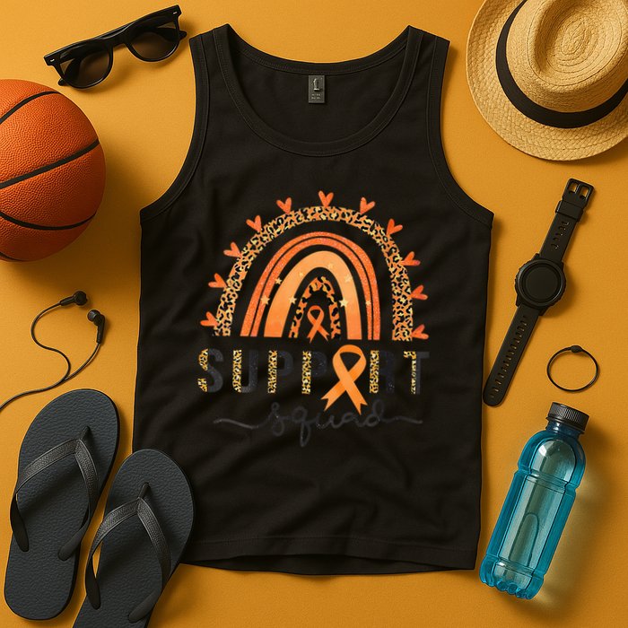 Support Squad Multiple Sclerosis Awareness Leopard Orange Tank Top