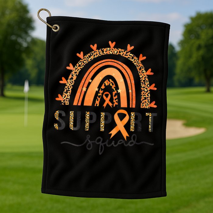 Support Squad Multiple Sclerosis Awareness Leopard Orange Golf Towel