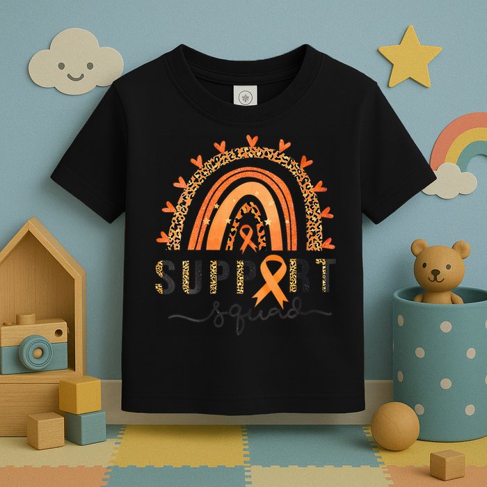 Support Squad Multiple Sclerosis Awareness Leopard Orange Toddler T-Shirt