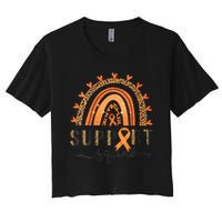 Support Squad Multiple Sclerosis Awareness Leopard Orange Crop Top