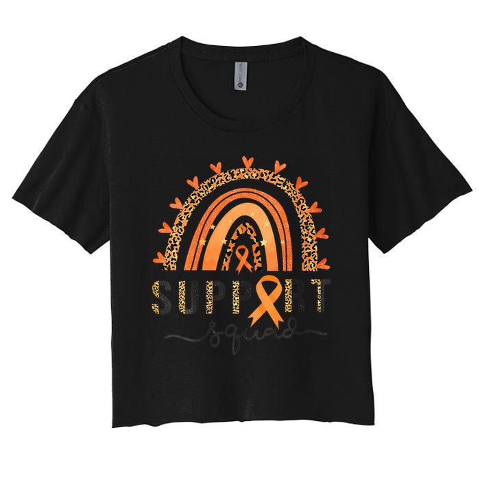 Support Squad Multiple Sclerosis Awareness Leopard Orange Crop Top