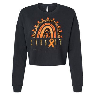 Support Squad Multiple Sclerosis Awareness Leopard Orange Cropped Pullover Crew