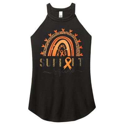 Support Squad Multiple Sclerosis Awareness Leopard Orange Women's Perfect Tri Rocker Tank