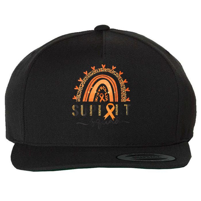 Support Squad Multiple Sclerosis Awareness Leopard Orange Wool Snapback Cap