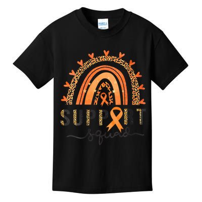 Support Squad Multiple Sclerosis Awareness Leopard Orange Kids T-Shirt