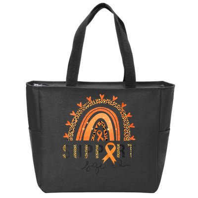 Support Squad Multiple Sclerosis Awareness Leopard Orange Zip Tote Bag
