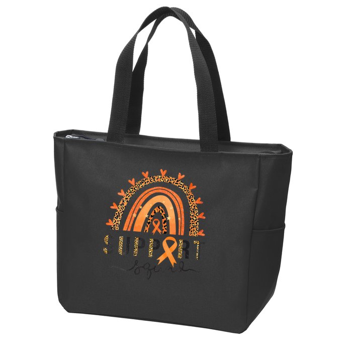 Support Squad Multiple Sclerosis Awareness Leopard Orange Zip Tote Bag