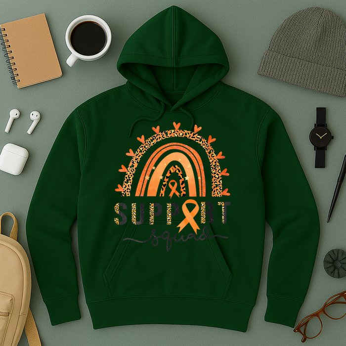 Support Squad Multiple Sclerosis Awareness Leopard Orange Hoodie