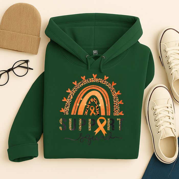 Support Squad Multiple Sclerosis Awareness Leopard Orange Hoodie