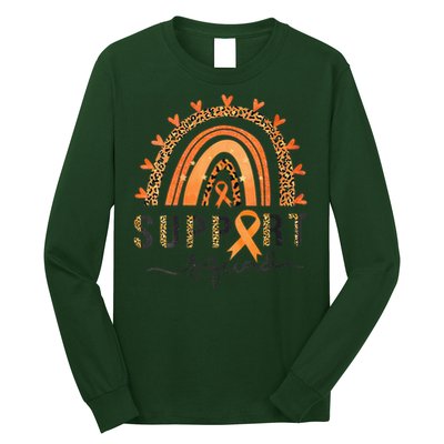 Support Squad Multiple Sclerosis Awareness Leopard Orange Long Sleeve Shirt