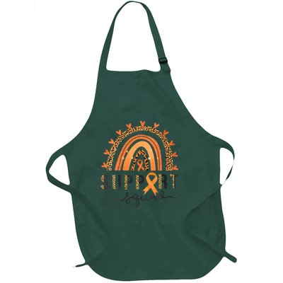Support Squad Multiple Sclerosis Awareness Leopard Orange Full-Length Apron With Pockets