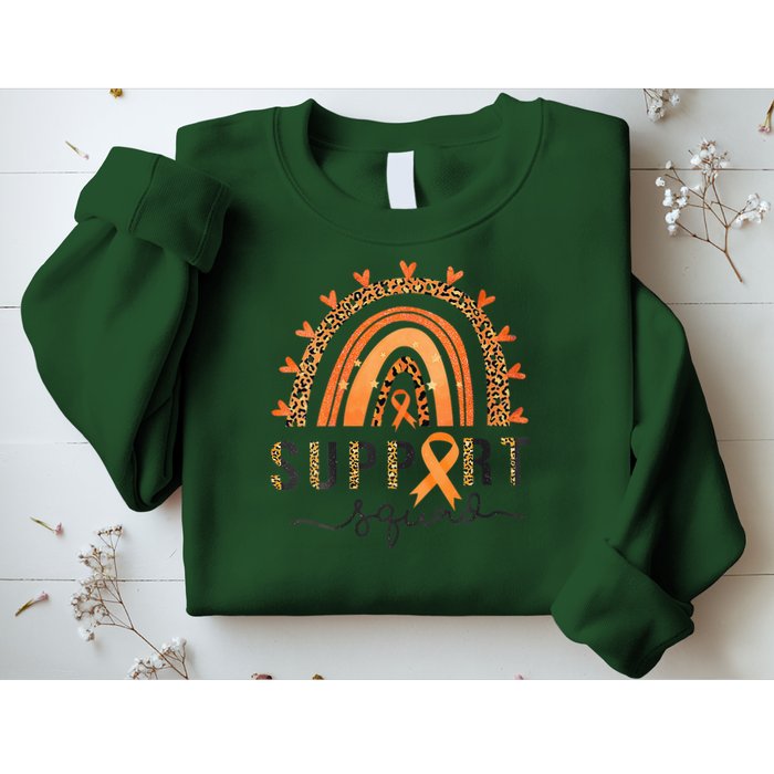 Support Squad Multiple Sclerosis Awareness Leopard Orange Sweatshirt