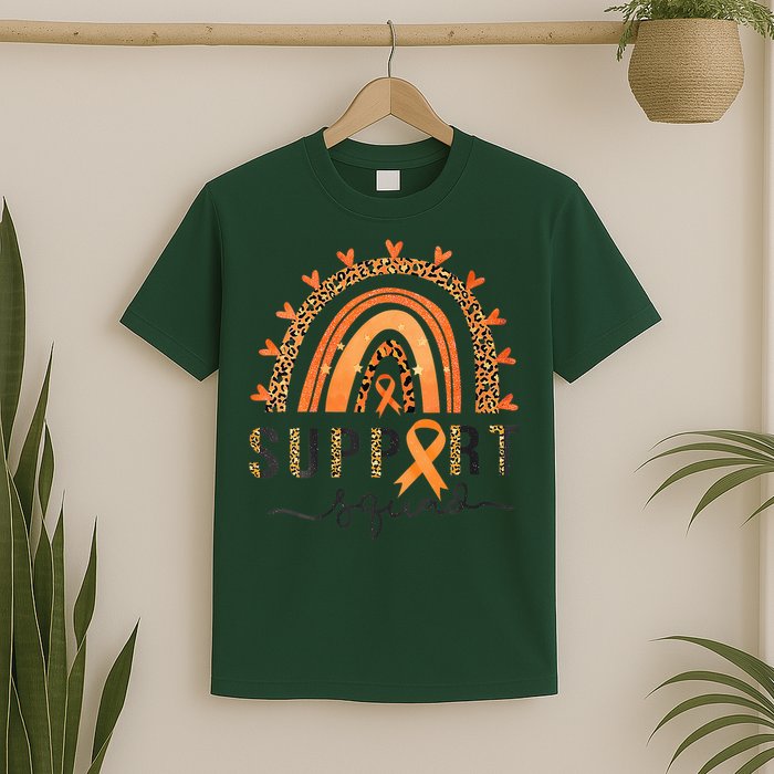 Support Squad Multiple Sclerosis Awareness Leopard Orange T-Shirt