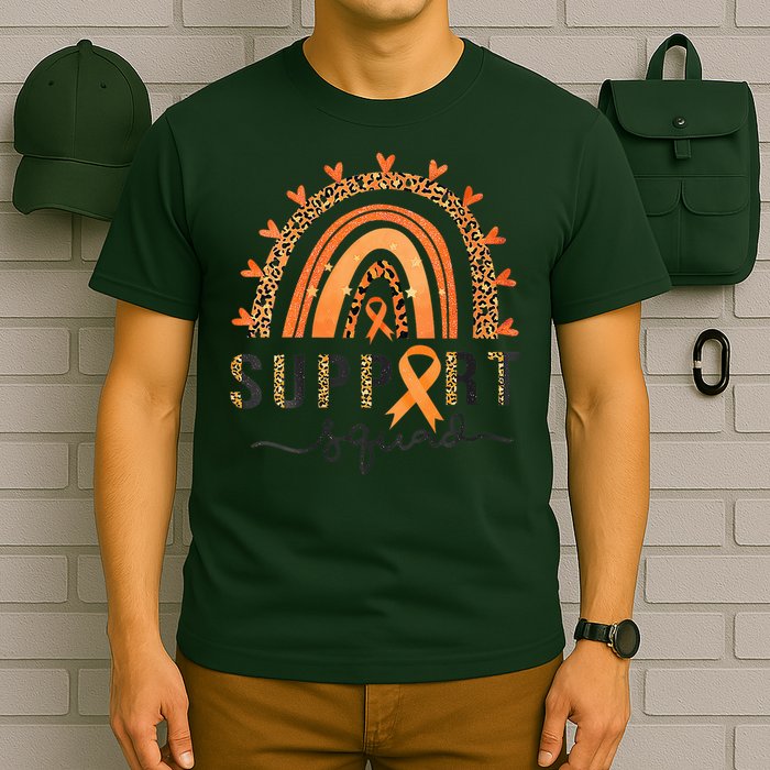 Support Squad Multiple Sclerosis Awareness Leopard Orange T-Shirt