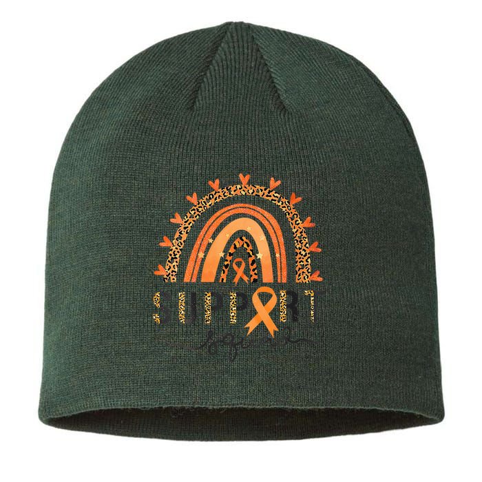 Support Squad Multiple Sclerosis Awareness Leopard Orange Sustainable Beanie